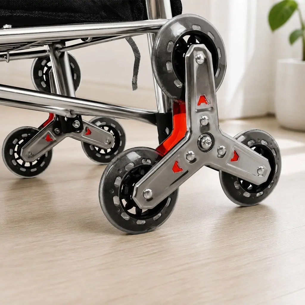 Foldable Shopping Cart Trolley for Grocery Use with Stair Climbing Wheels and Waterproof Bag 60cm L x 37cm W x 98cm H