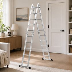 Aluminium Folding Ladder: 150kg Load, 5.7m Extended Length