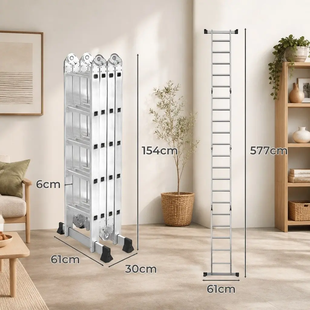 Multi-Purpose Folding Ladder Aluminium Heavy-Duty for Home 5.7m