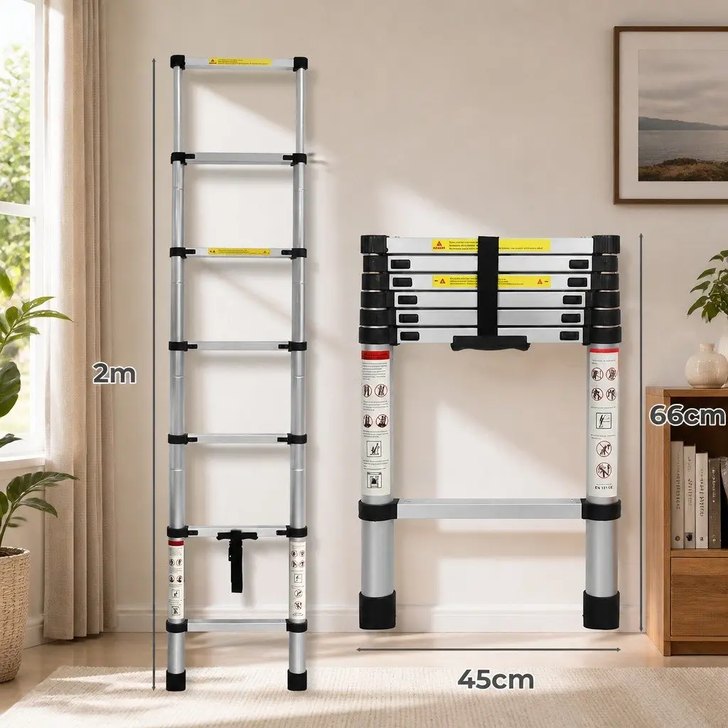 2M Telescopic Aluminium Step Ladder