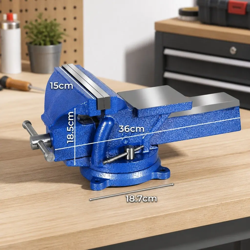Bench Vice Anvil Workshop Tool 200mm Swivel Base Cast Iron Clamping