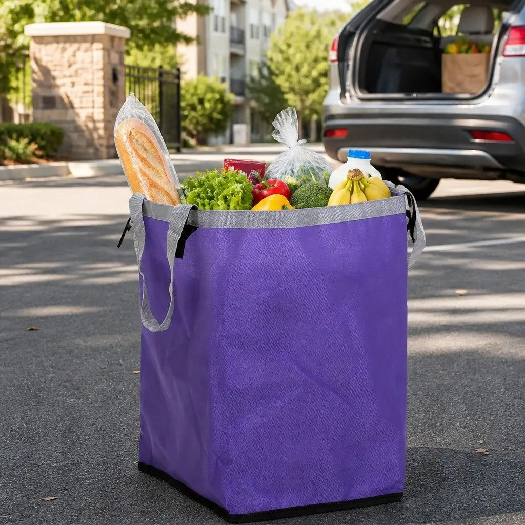 Foldable Shopping Cart Trolley for Grocery Use with Stair Climbing Wheels 50cm L x 28cm W x 104cm H