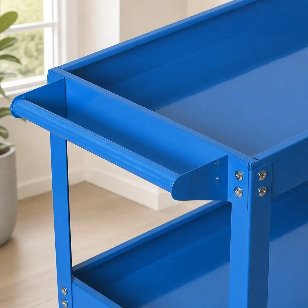 Tool Cart Trolley Toolbox Blue with Storage Trays Castor Wheels Workshop Garage
