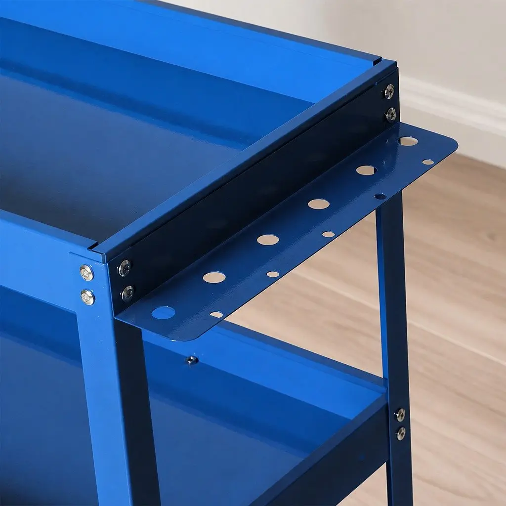 Tool Cart Trolley Toolbox Blue with Storage Trays Castor Wheels Workshop Garage