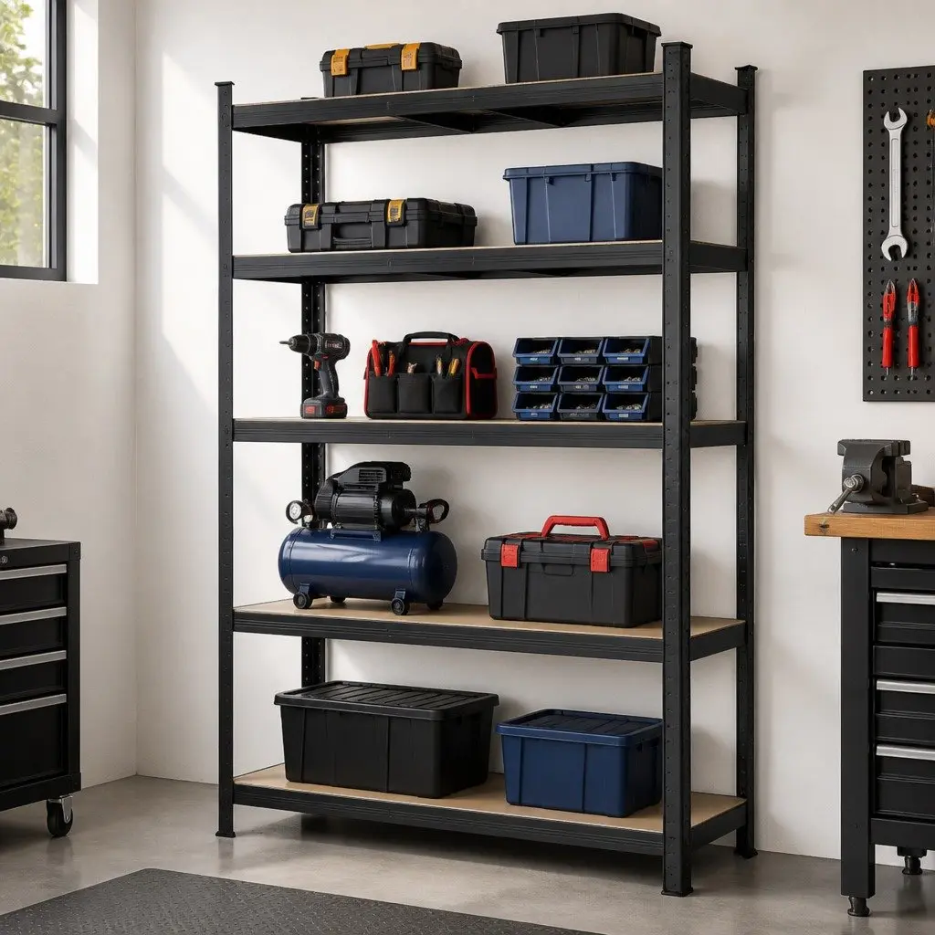 5-Tier Metal Storage Shelving Unit Garage Warehouse Rack Organiser Black