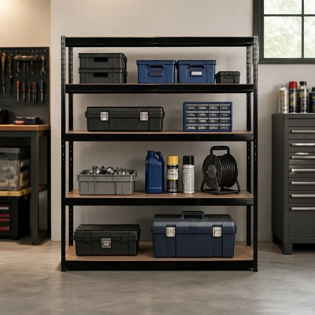 5-Tier Storage Shelving Unit Garage Warehouse Rack Black