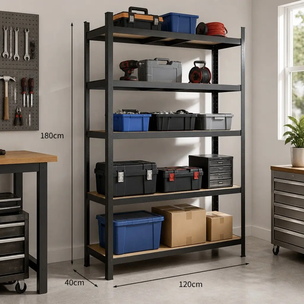5-Tier Storage Shelving Unit Garage Warehouse Rack Black