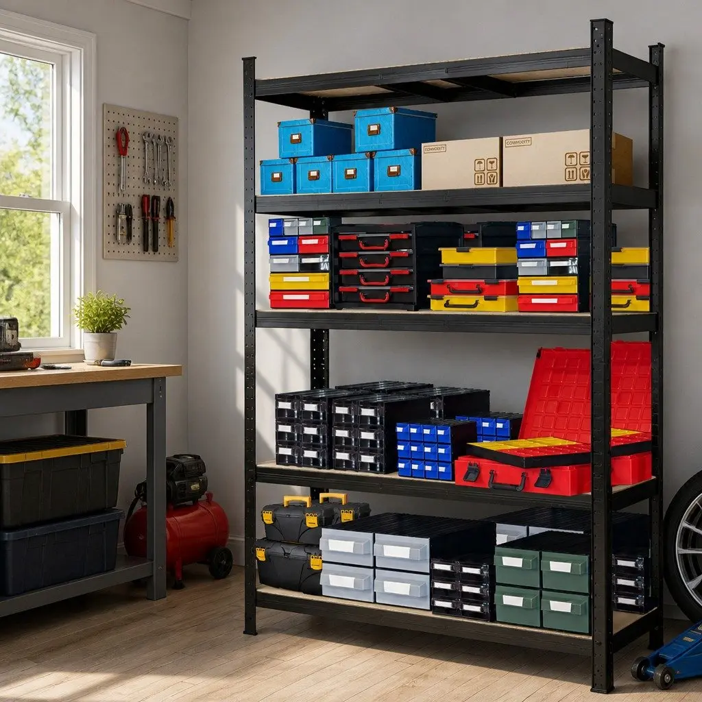 5-Tier Storage Shelving Unit Garage Warehouse Rack Black