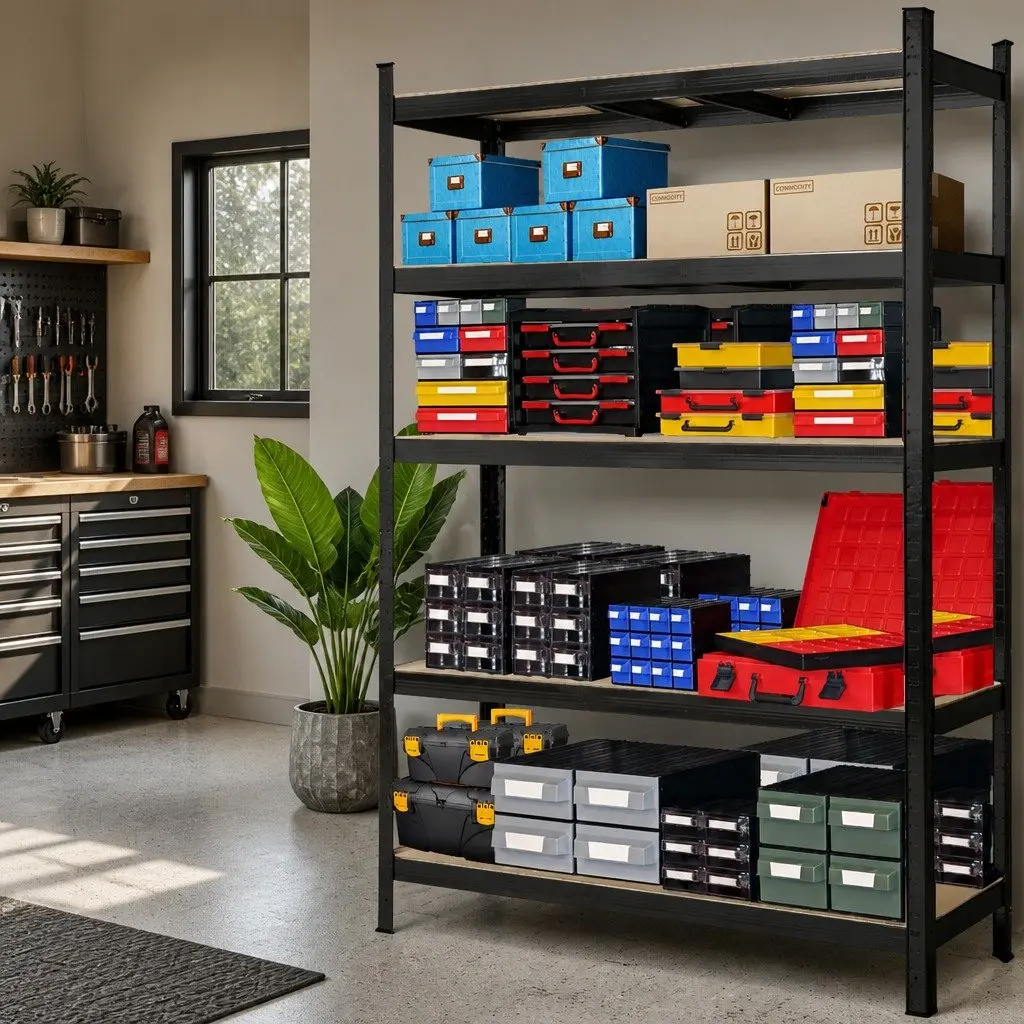 5-Tier Storage Shelving Unit Garage Warehouse Rack Black