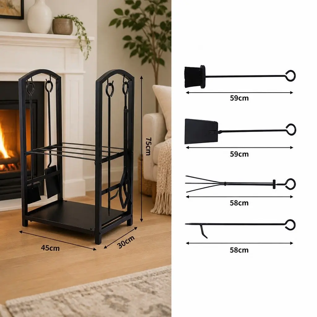 Firewood Rack Indoor Outdoor 2-Tier Steel Storage Organizer