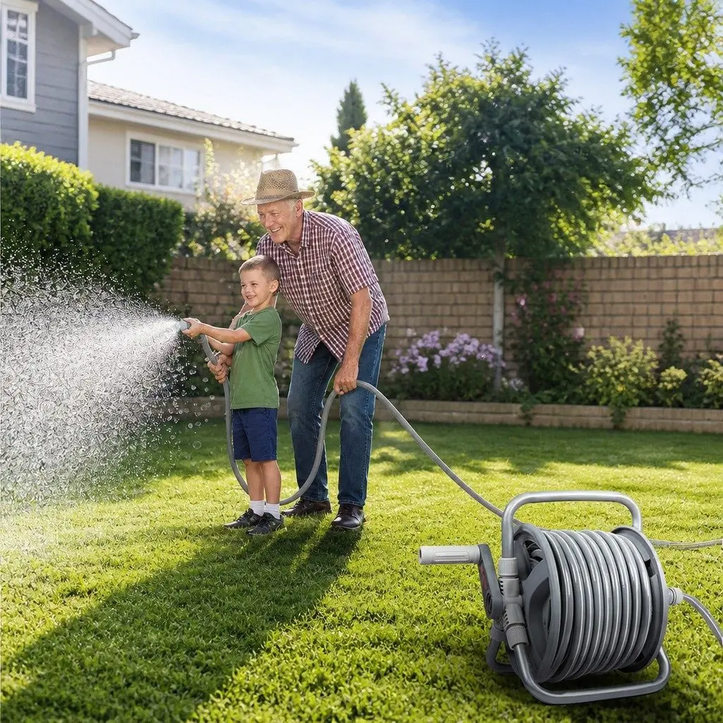 Portable Garden Hose Reel 1/2" 20M for Outdoor Watering and Cleaning