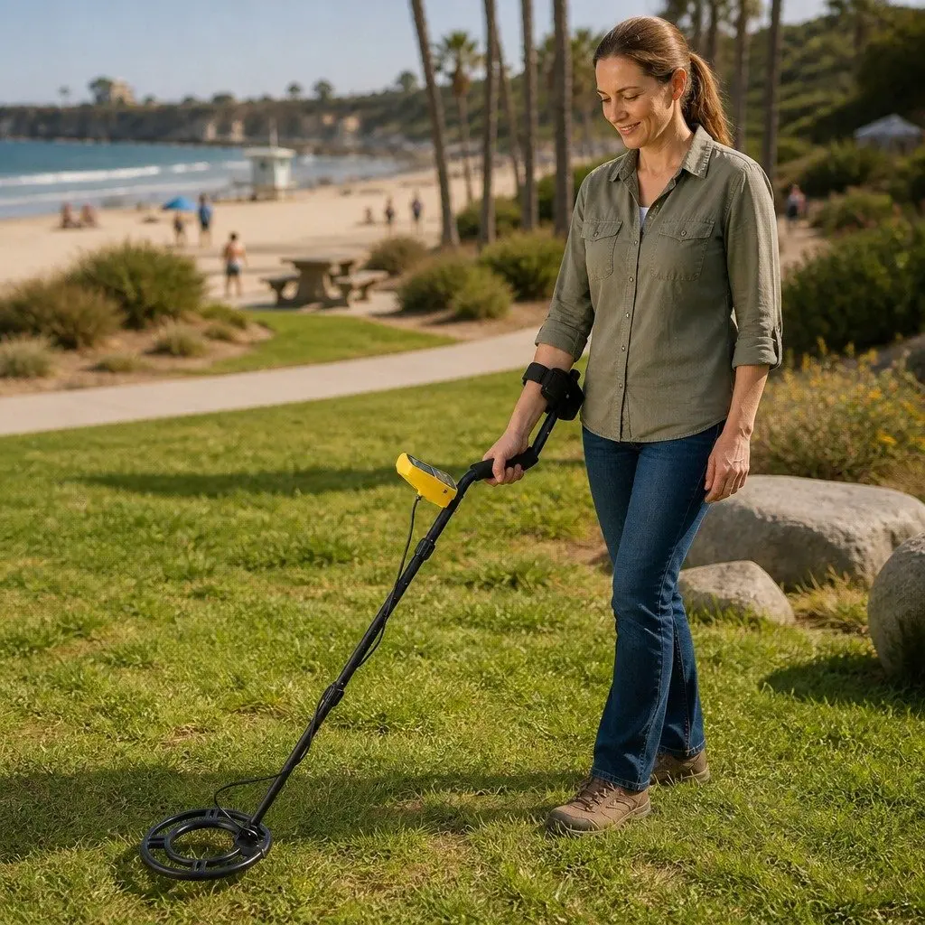 Metal Detector Waterproof for Beach Hunting 24cm Search Coil Adjustable Length