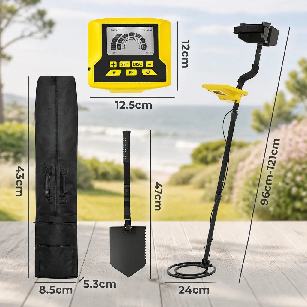 Metal Detector Waterproof for Beach Hunting 24cm Search Coil Adjustable Length