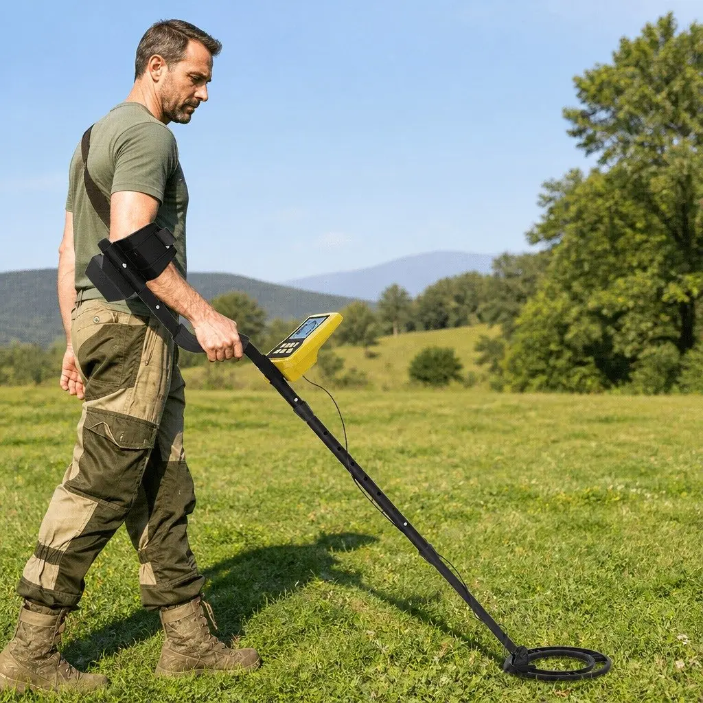 Metal Detector Waterproof for Beach Hunting 24cm Search Coil Adjustable Length