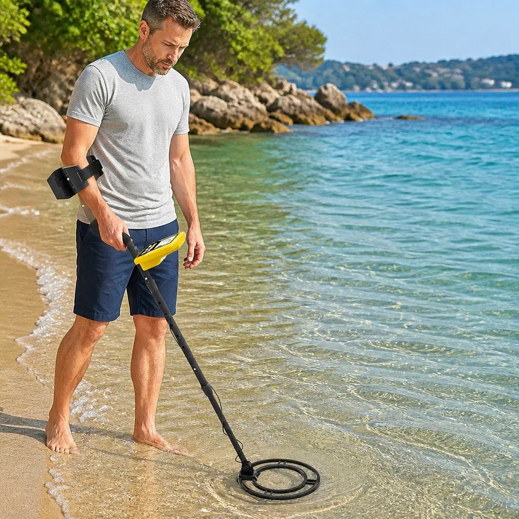 Metal Detector Waterproof for Beach Hunting 24cm Search Coil Adjustable Length