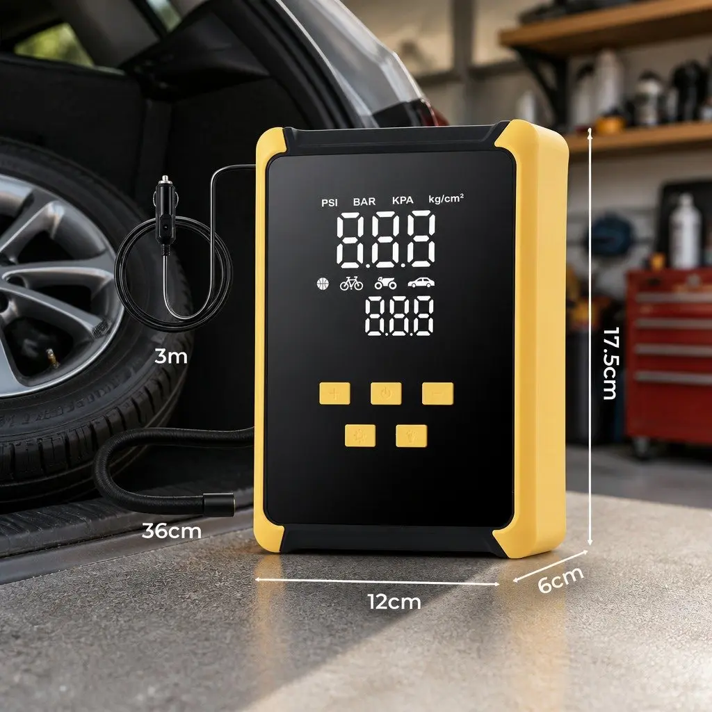 12V Portable Tire Inflator 150PSI Car Bicycle Motorcycle Air Compressor LED