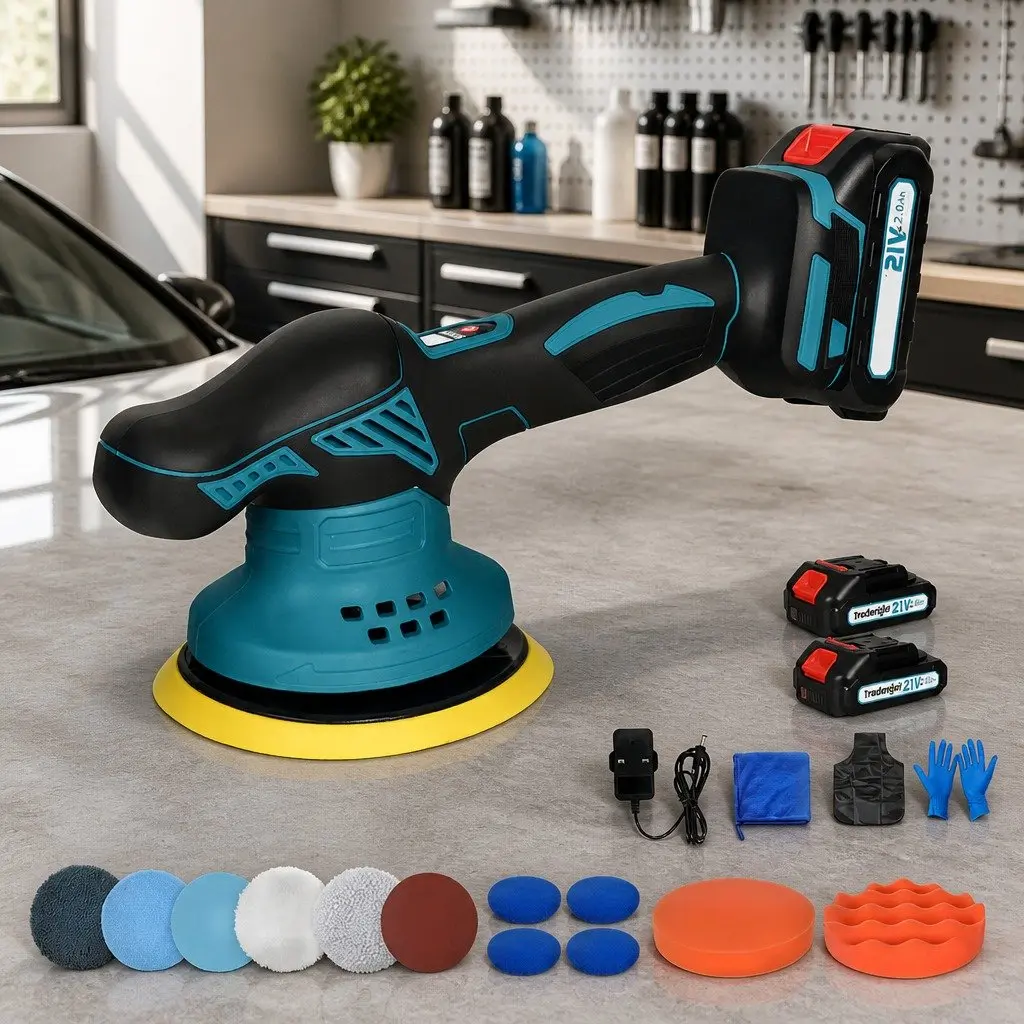 Cordless Car Polisher Buffer for Vehicles and Furniture 6 Inch 21V Brushless Motor 6 Speed