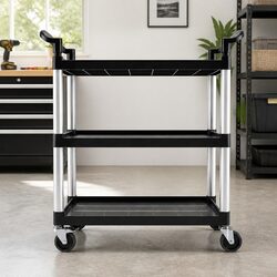 3-Tier Rolling Tool Trolley: 103cm x 49.5cm x 100cm