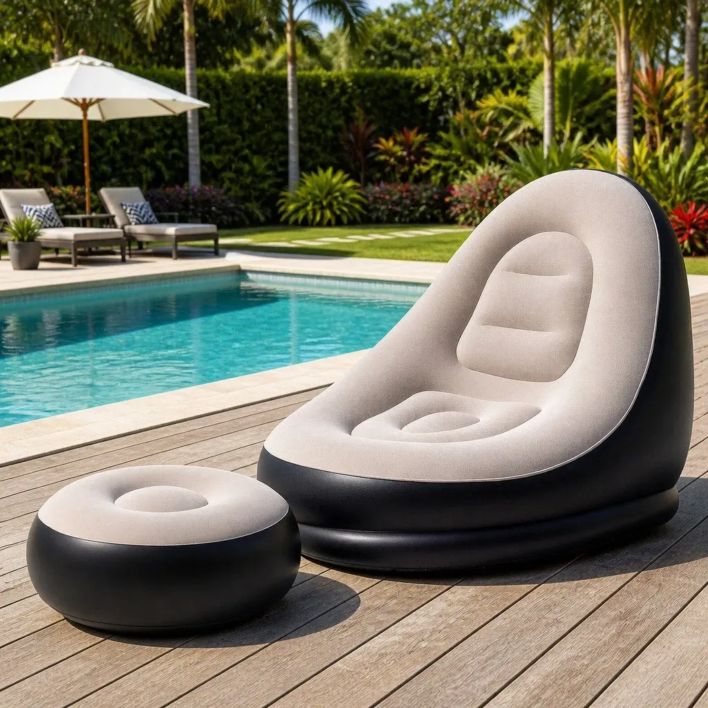 Inflatable Air Chair with Ottoman Set