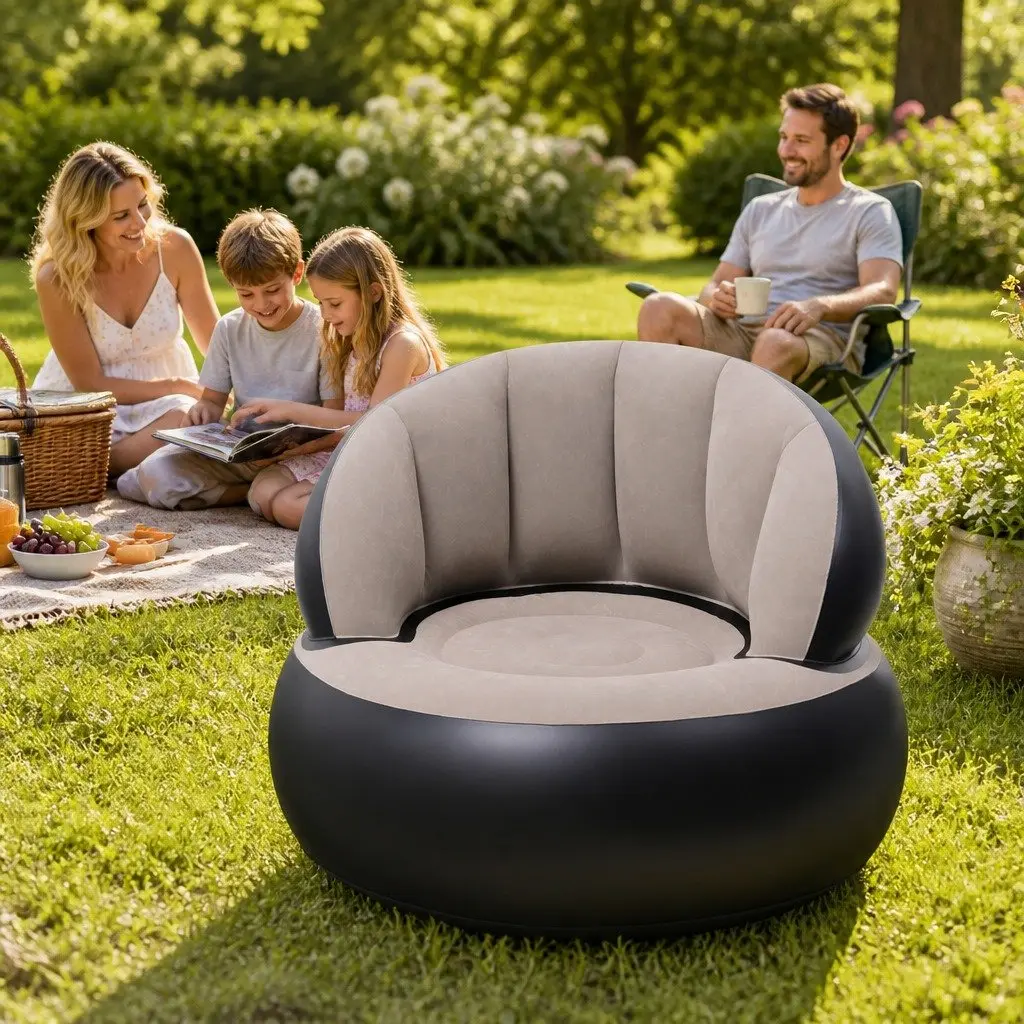 Inflatable Air Chair Folding Lounge Seat for Indoor Outdoor Use 70cm