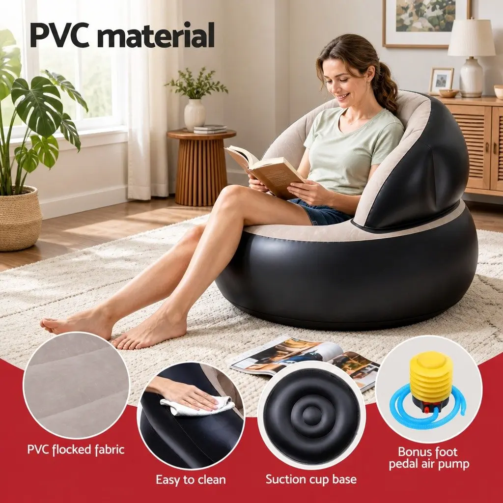 Inflatable Air Chair Folding Lounge Seat for Indoor Outdoor Use 70cm
