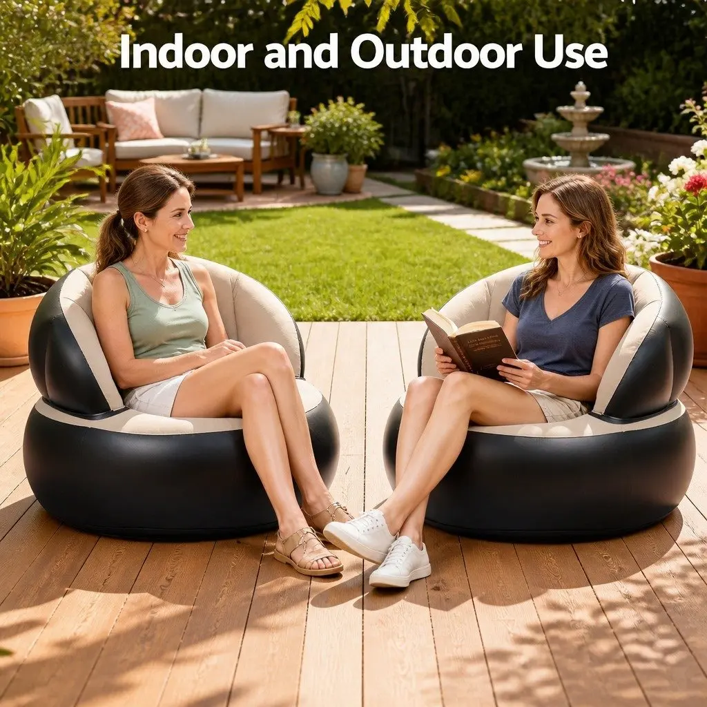 Inflatable Air Chair Folding Lounge Seat for Indoor Outdoor Use 70cm