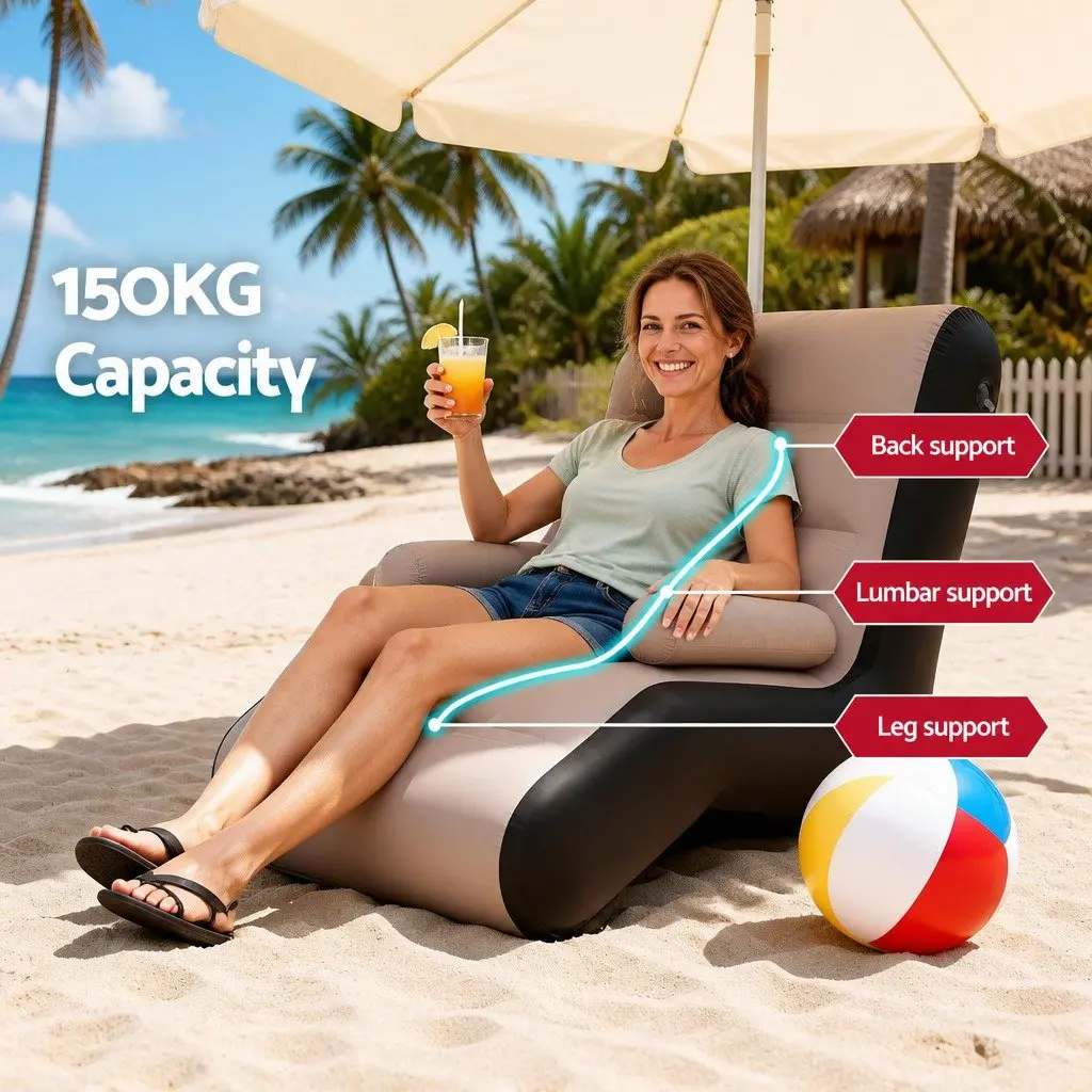 Inflatable Air Chair Sofa for Outdoor Use 130 x 72 x 85cm
