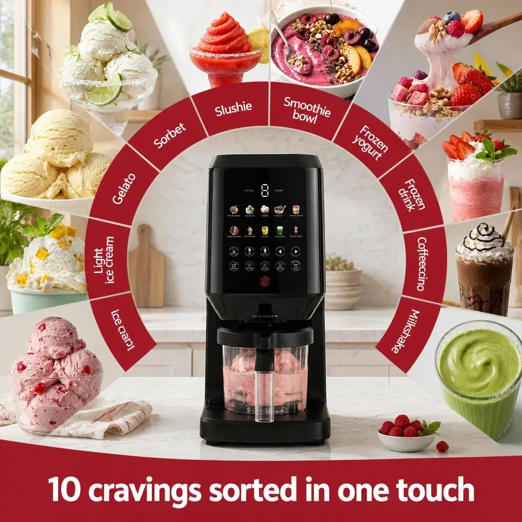 10-in-1 Ice Cream Maker Machine Kitchen Appliance Black