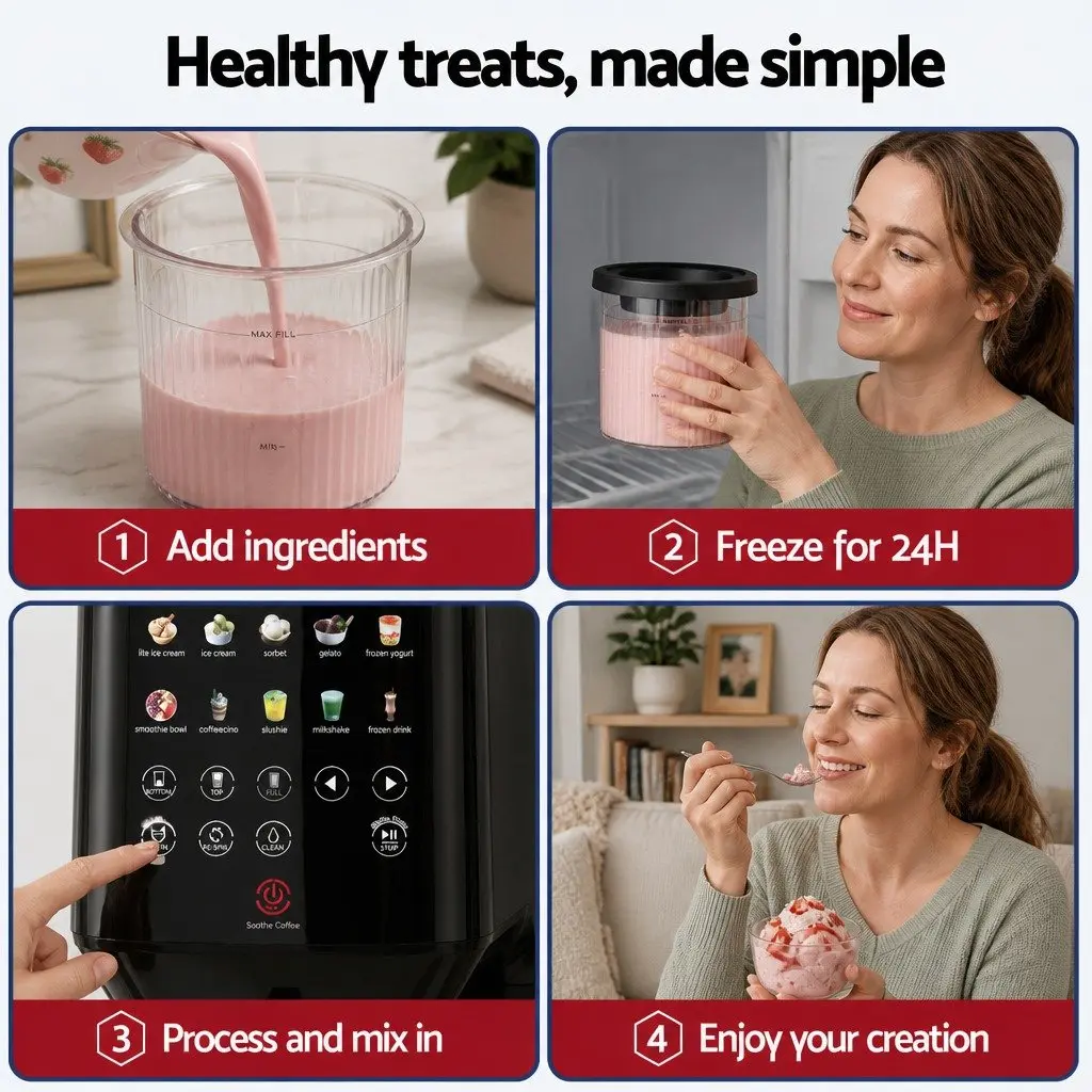 10-in-1 Ice Cream Maker Machine Kitchen Appliance Black