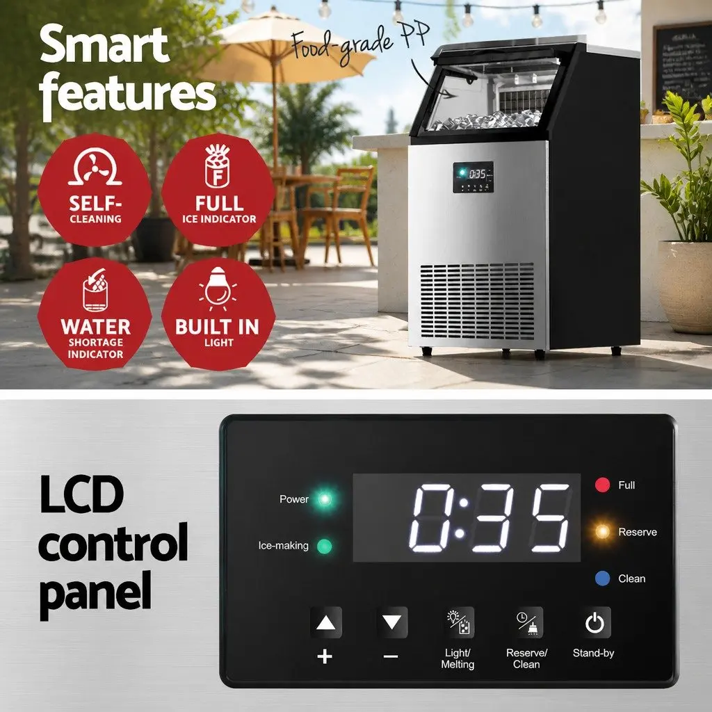 Commercial Ice Maker Machine for Cafes Restaurants Bars 45kg Daily Capacity