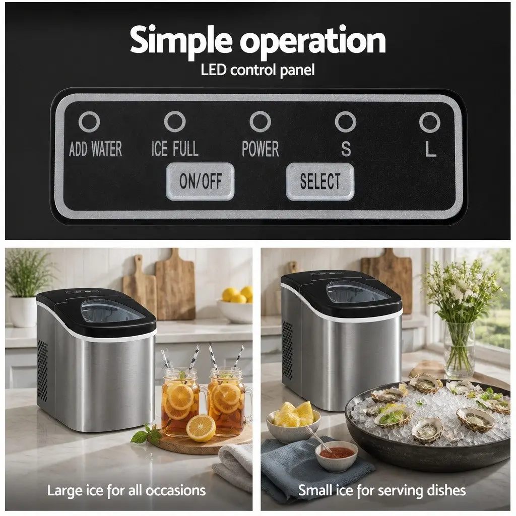 Ice Maker Portable Countertop 2.4L Silver Quick Freezing