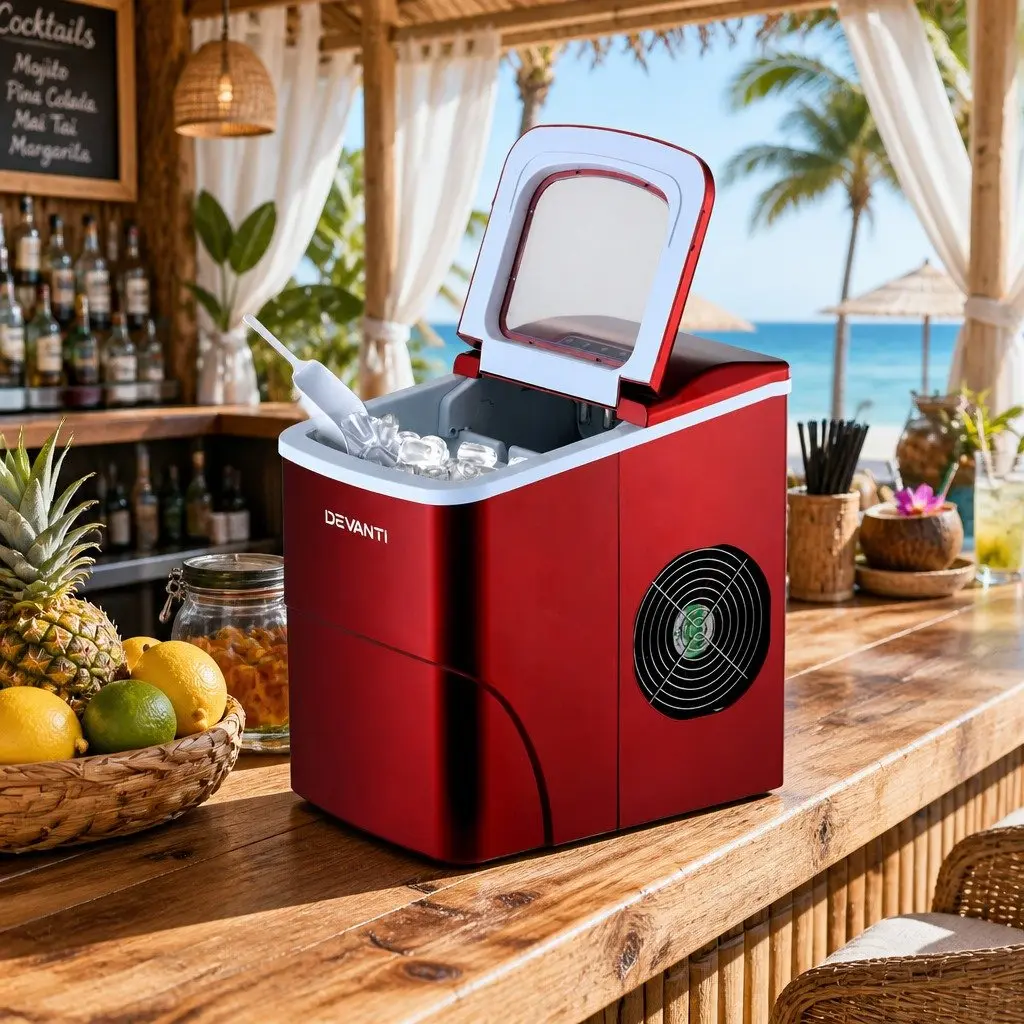 Portable Ice Maker Machine for Home Bar 2L Red