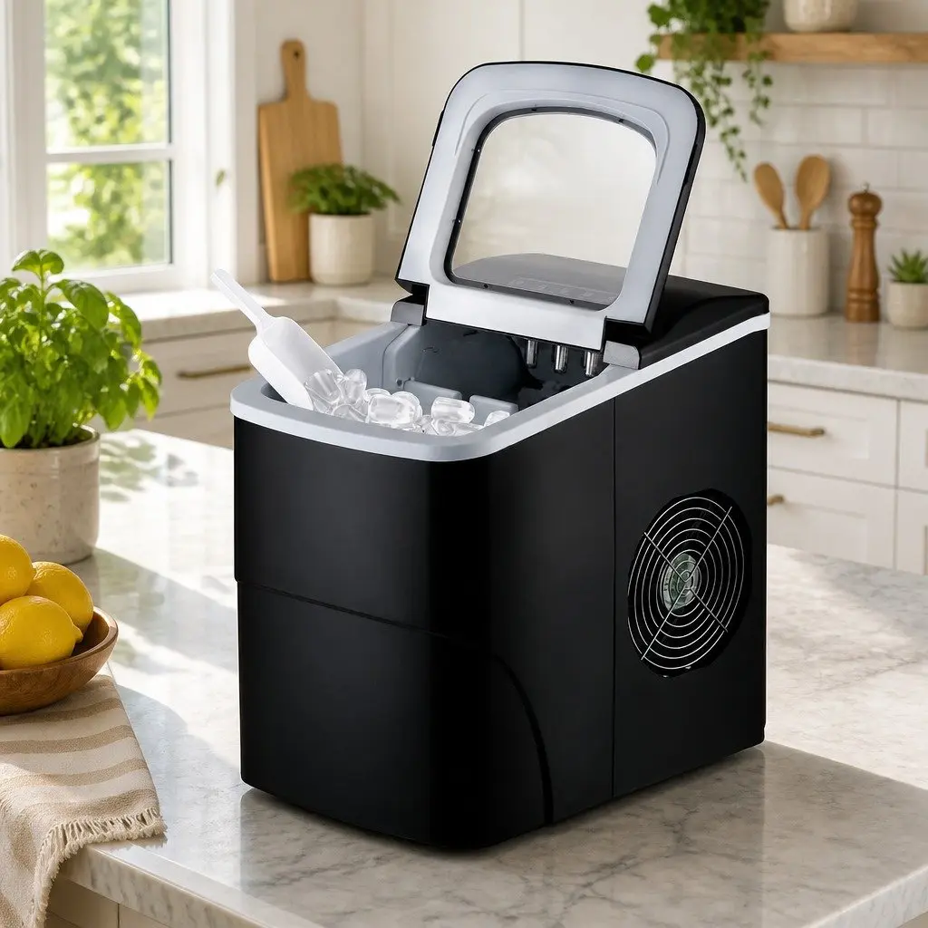 Portable Ice Maker Machine for Kitchen 2L Water Tank Compact Black