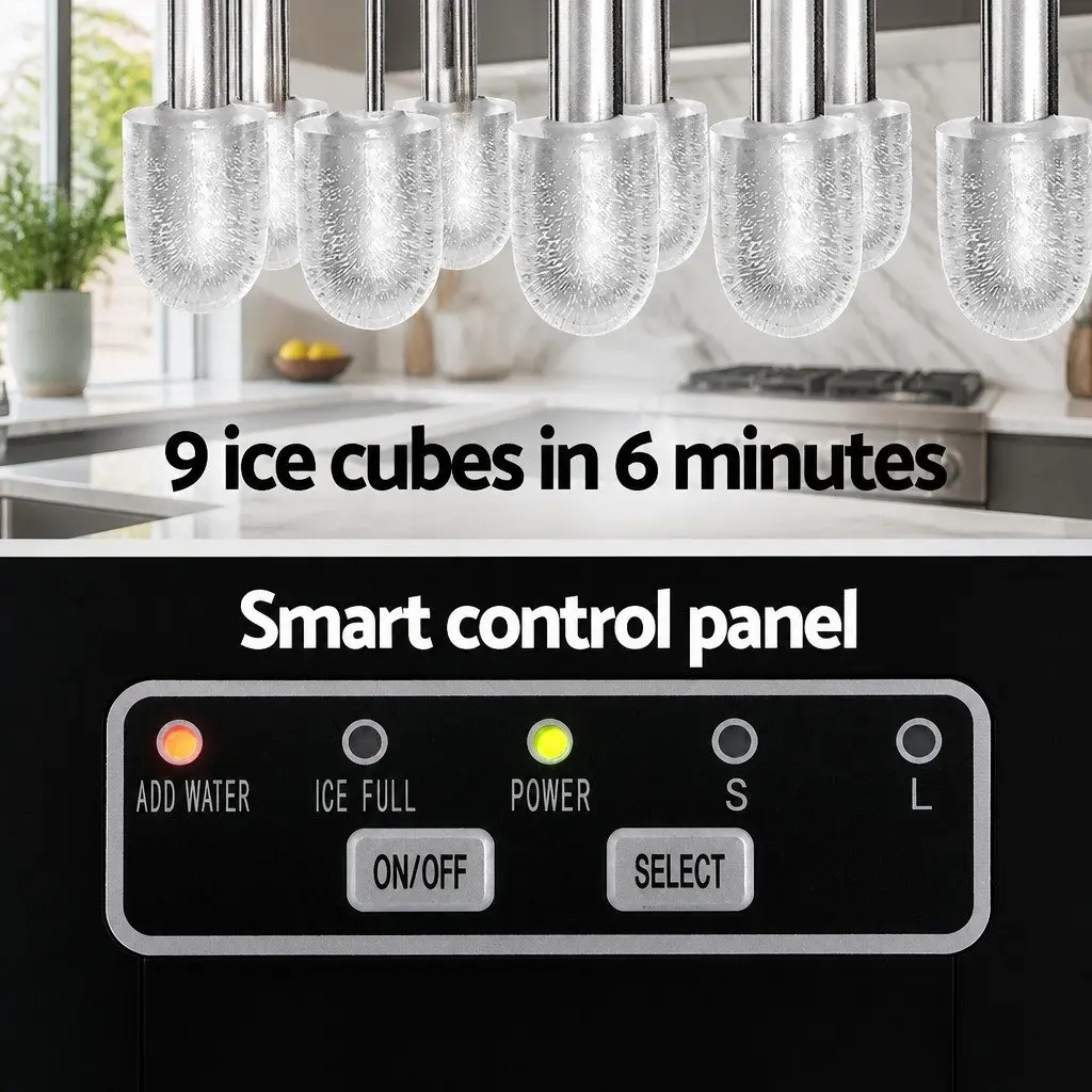 Ice Maker Machine Countertop Portable Silver 12kg Daily Capacity