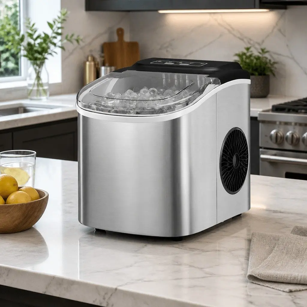 Ice Maker Machine Countertop Portable Silver 12kg Daily Capacity