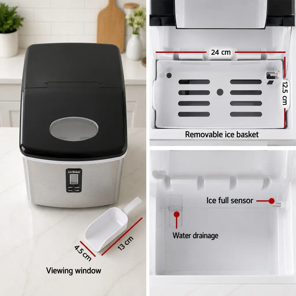 Ice Maker Machine Countertop Portable Silver 15kg