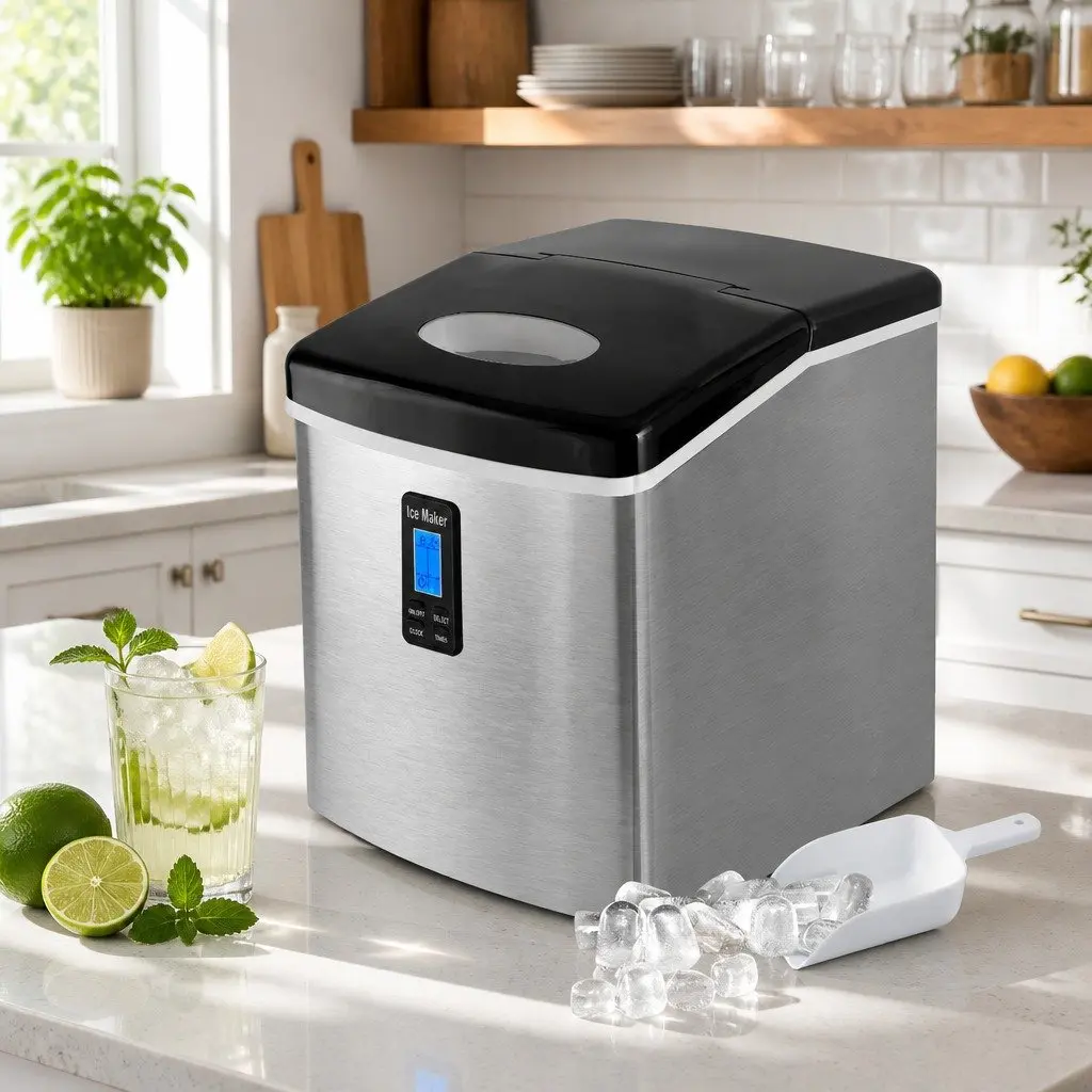 Ice Maker Machine Countertop Portable Silver 15kg