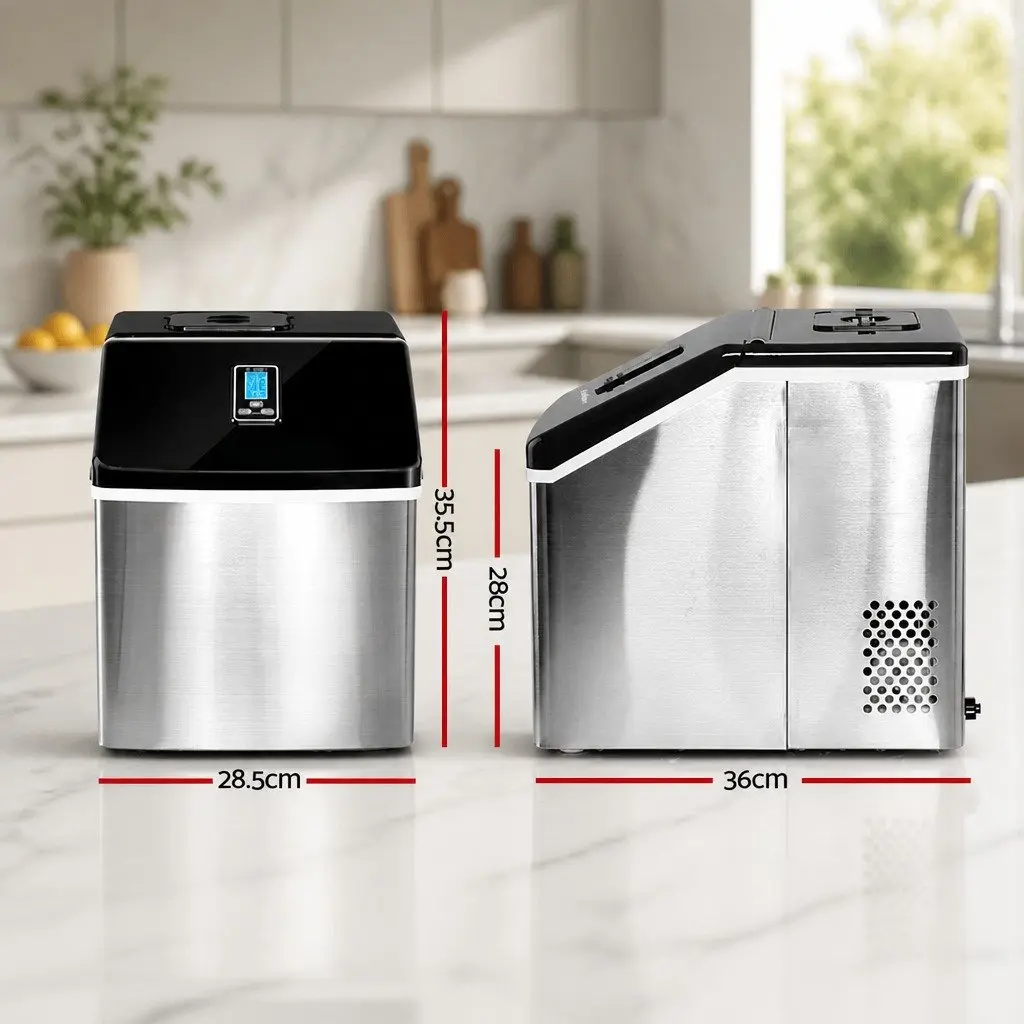 Ice Maker Machine Countertop Silver Compact 18kg Daily Production