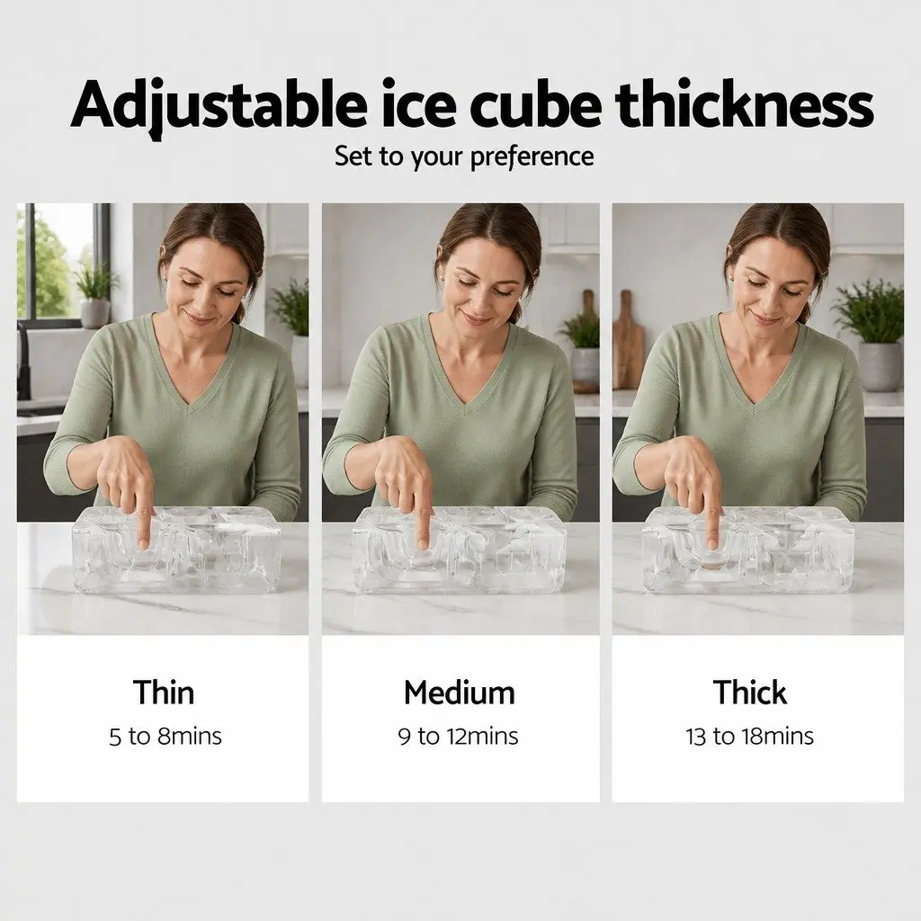 Ice Maker Machine Countertop Silver Compact 18kg Daily Production