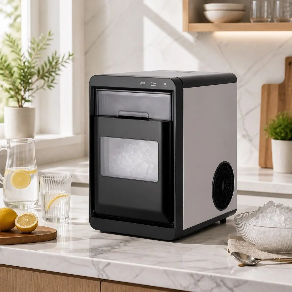 Ice Maker Machine 20kg Nugget Countertop Quick Chill Self Cleaning Black