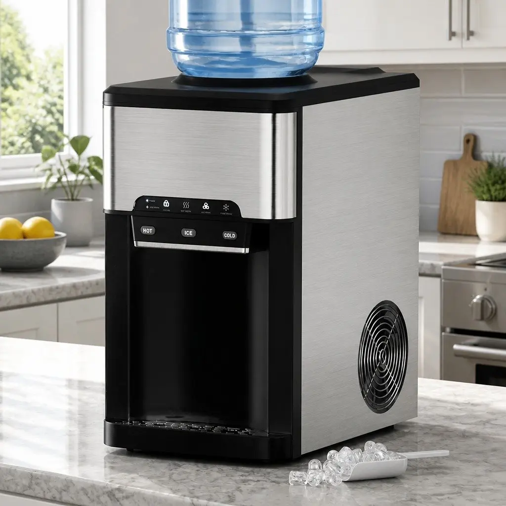 20kg Ice Maker Machine with Water Dispenser 3-in-1 Countertop Hot Cold Ice Cube