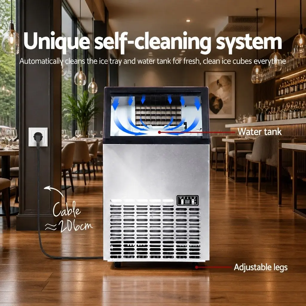 Commercial Ice Maker Machine for Bars and Restaurants 45-60kg Daily Capacity Stainless Steel