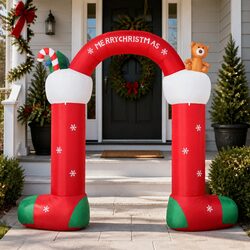 Christmas Inflatable Stocking Decoration with LED Lights Self-Inflatable Yard