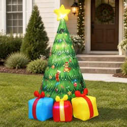 Inflatable LED Christmas Tree 240CM with Music Rotating 7-Color Lights Outdoor