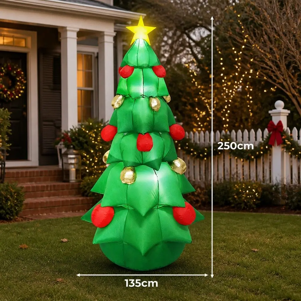 Inflatable Christmas Tree Indoor Outdoor 2.5M with LED Lights Holiday Decoration