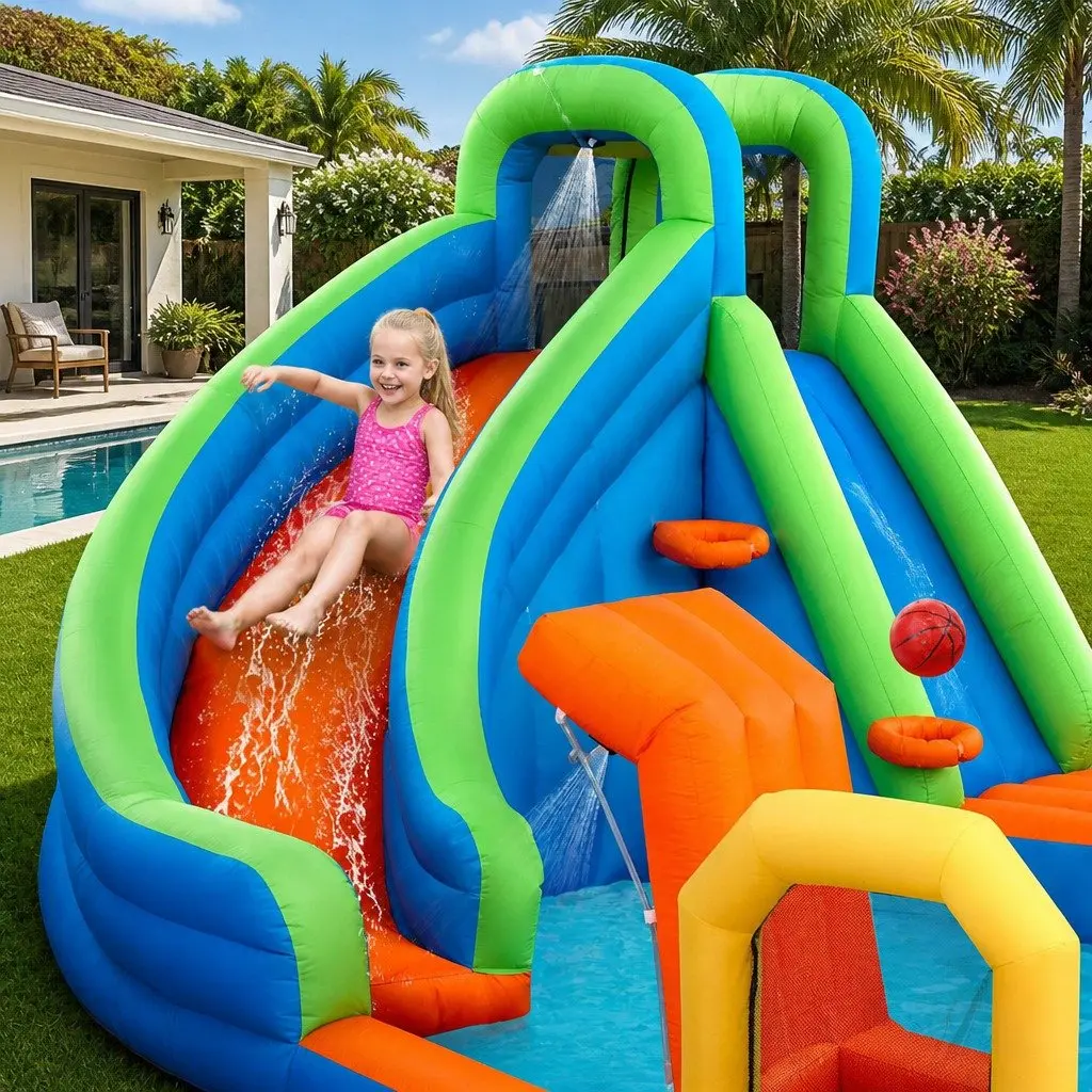 Kids Inflatable Water Park Slide Outdoor Play 427x374cm