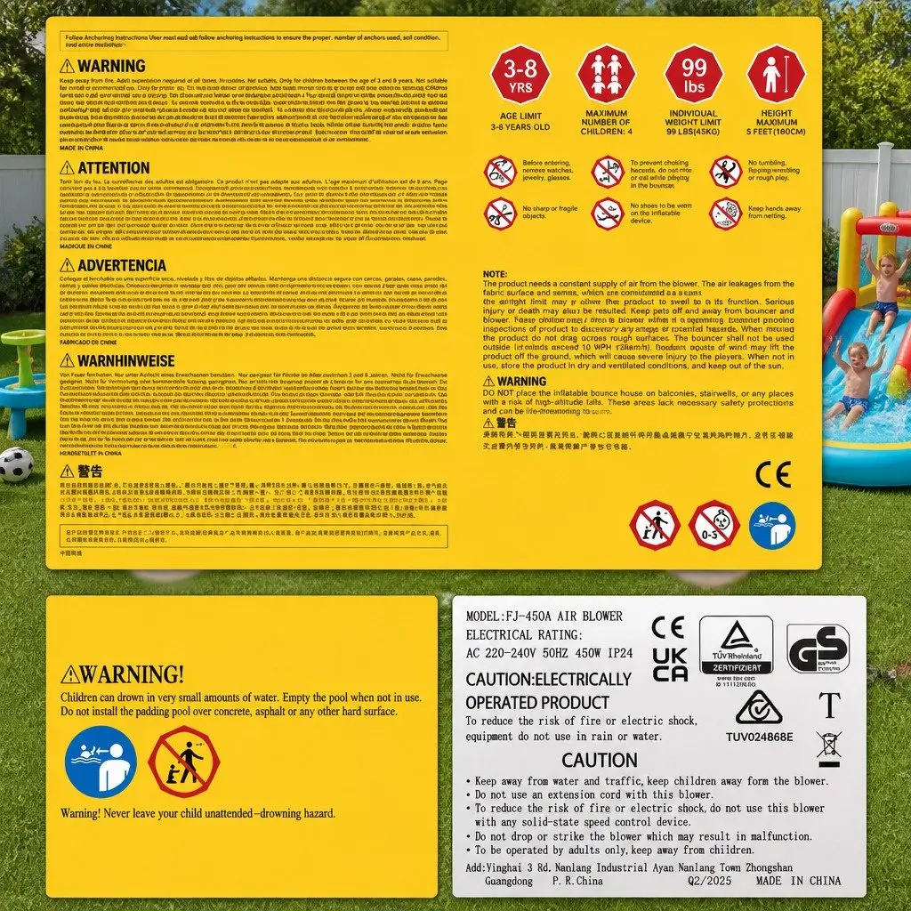 Kids Inflatable Water Park Slide Outdoor Play 427x374cm