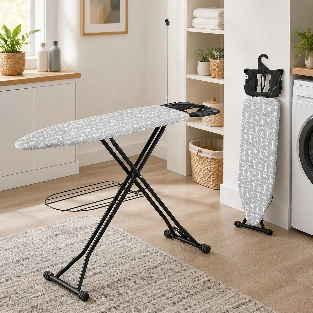 Foldable Ironing Board for Laundry Room Heavy Duty Steel Frame 7 Height Settings