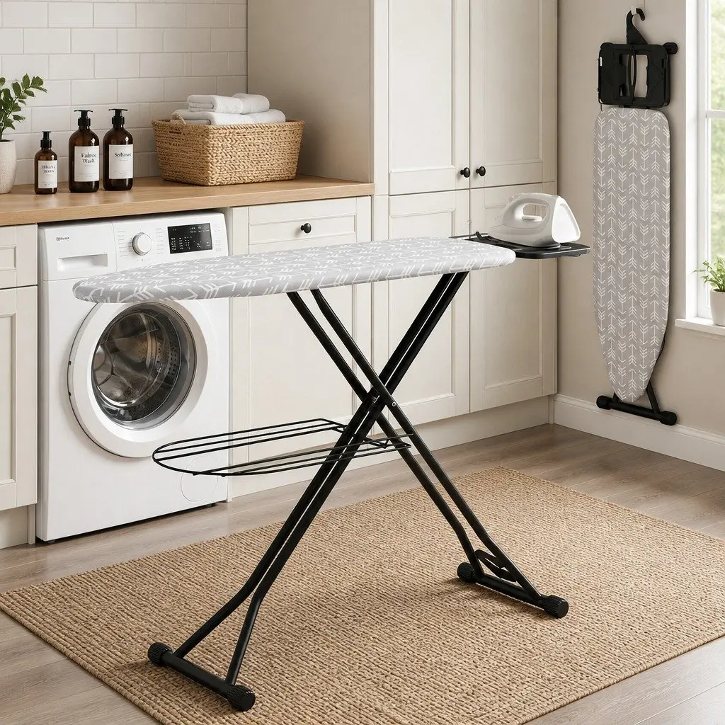 Foldable Ironing Board for Laundry Room Heavy Duty Steel Frame 7 Height Settings