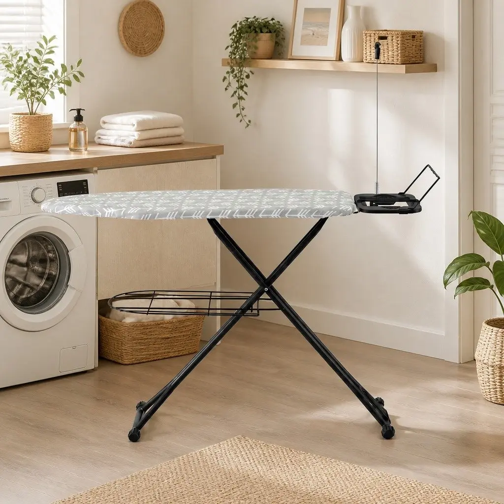 Foldable Ironing Board for Laundry Room Heavy Duty Steel Frame 7 Height Settings